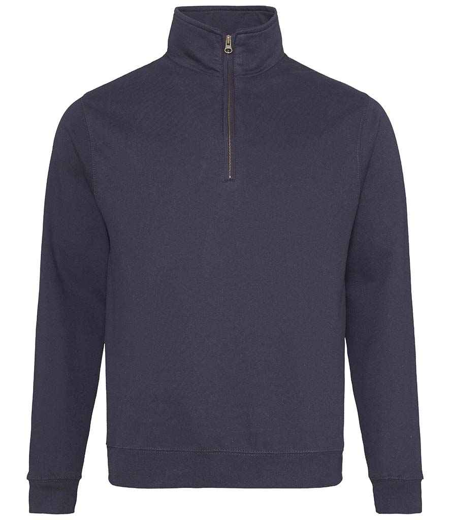 AWDis Sophomore Zip Neck Sweatshirt in New French Navy by Just Hoods — Custom branded clothing by Print Press, featuring premium embroidery produced in our specialist print lab in the UK.