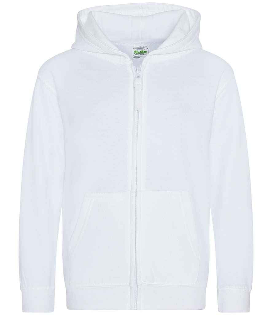 AWDis Kids Zoodie in Arctic White by Just Hoods — Custom branded clothing by Print Press, featuring premium embroidery produced in our specialist print lab in the UK.