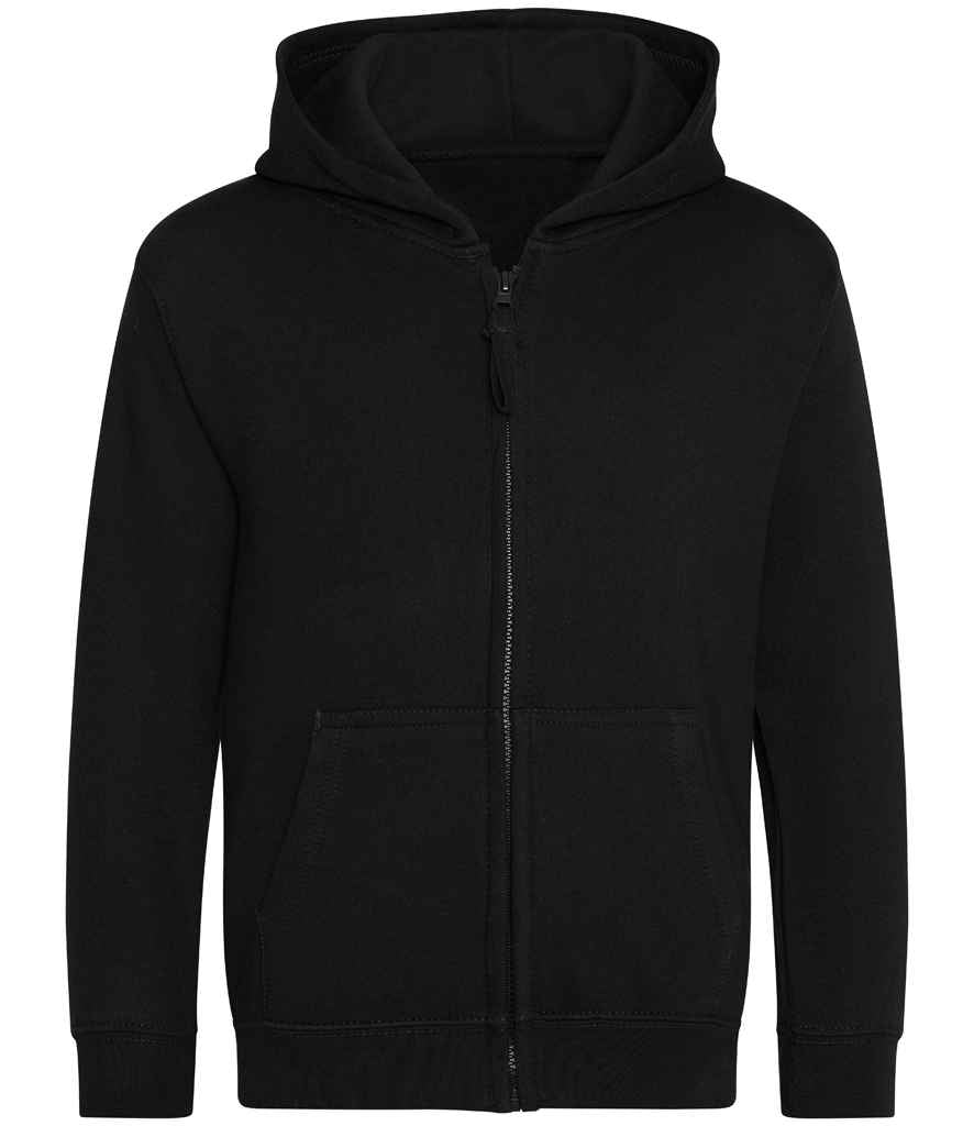 AWDis Kids Zoodie in Deep Black by Just Hoods — Custom branded clothing by Print Press, featuring premium embroidery produced in our specialist print lab in the UK.