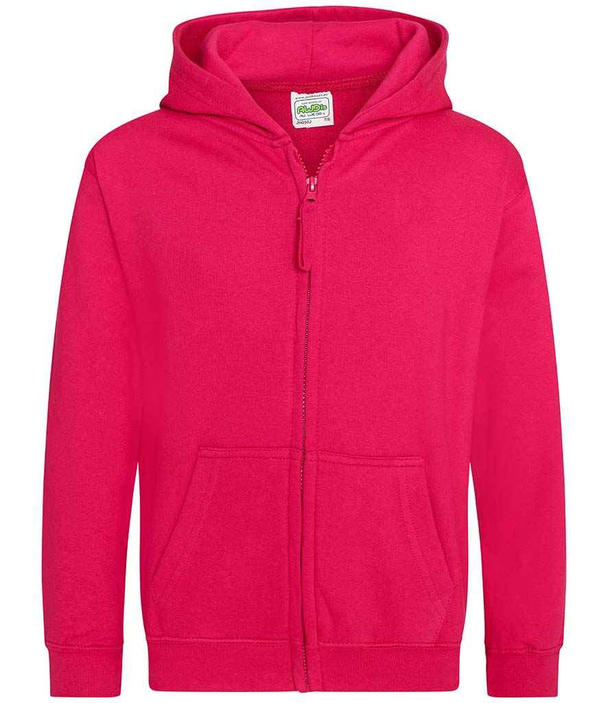 AWDis Kids Zoodie in Hot Pink by Just Hoods — Custom branded clothing by Print Press, featuring premium embroidery produced in our specialist print lab in the UK.