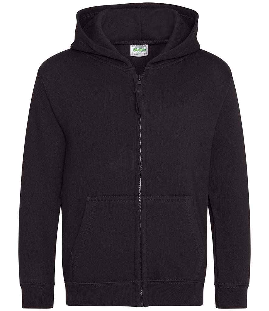 AWDis Kids Zoodie in Jet Black by Just Hoods — Custom branded clothing by Print Press, featuring premium embroidery produced in our specialist print lab in the UK.