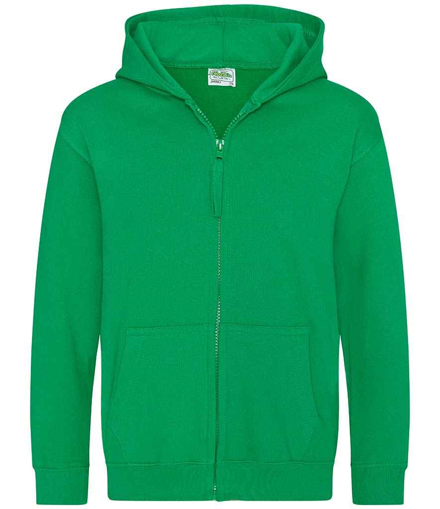 AWDis Kids Zoodie in Kelly Green by Just Hoods — Custom branded clothing by Print Press, featuring premium embroidery produced in our specialist print lab in the UK.