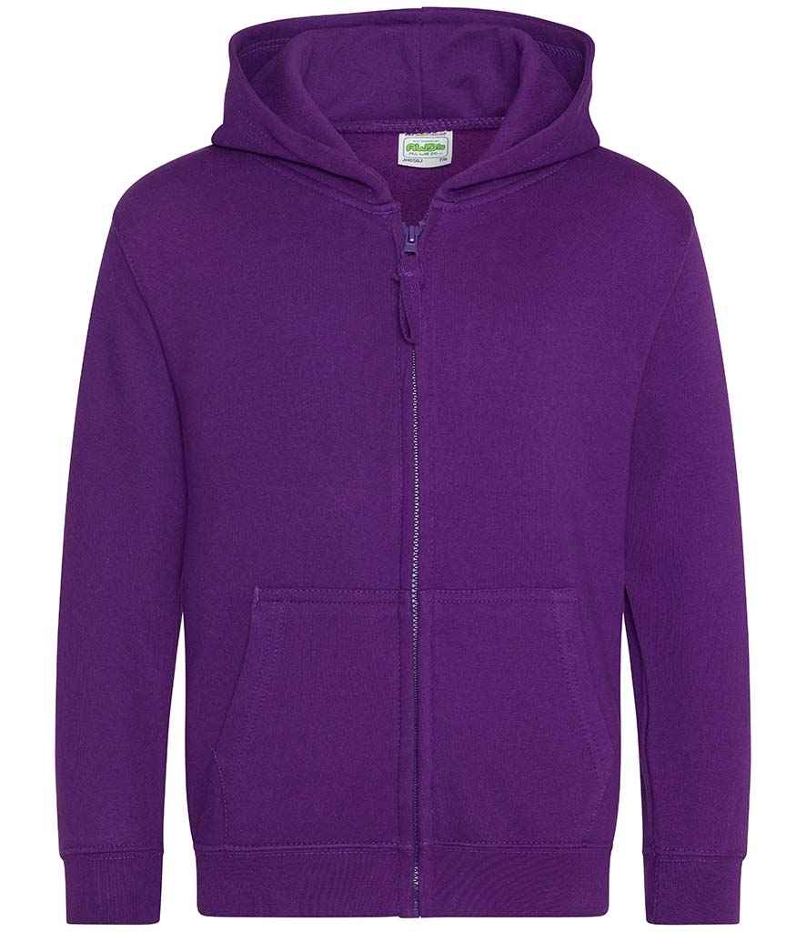 AWDis Kids Zoodie in Purple by Just Hoods — Custom branded clothing by Print Press, featuring premium embroidery produced in our specialist print lab in the UK.