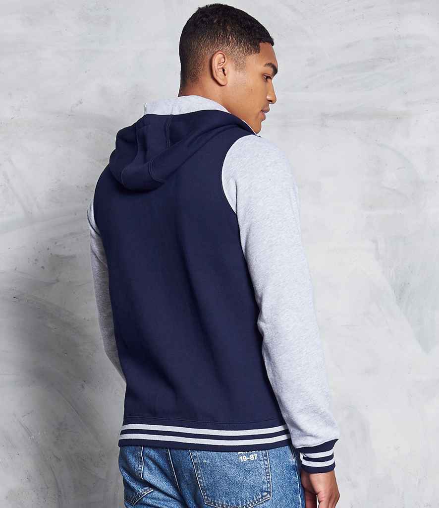 AWDis Urban Varsity Zoodie in by Just Hoods — Custom branded clothing by Print Press, featuring premium embroidery produced in our specialist print lab in the UK.