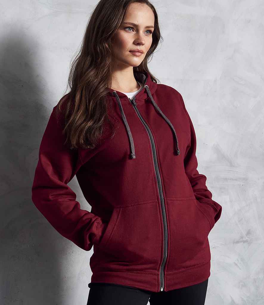 AWDis Varsity Zoodie in Burgundy Charcoal by Just Hoods — Custom branded clothing by Print Press, featuring premium embroidery produced in our specialist print lab in the UK.