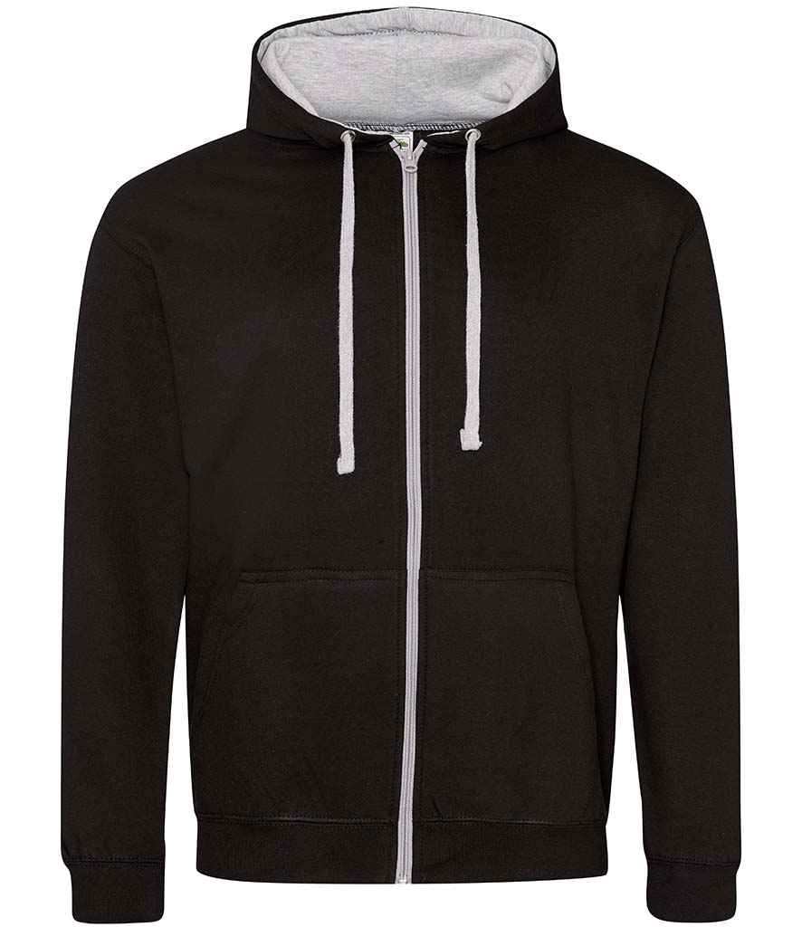 AWDis Varsity Zoodie in Jet Black Heather Grey by Just Hoods — Custom branded clothing by Print Press, featuring premium embroidery produced in our specialist print lab in the UK.