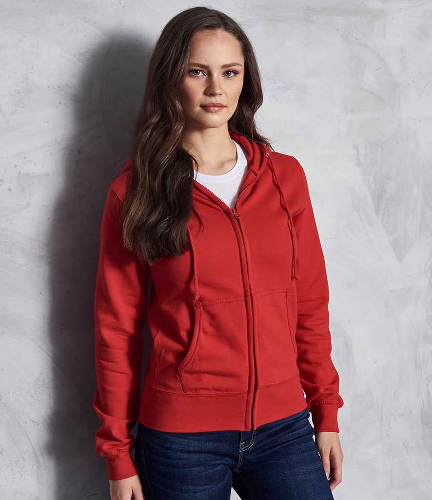 AWDis Ladies Zoodie in Fire Red by Just Hoods — Custom branded clothing by Print Press, featuring premium embroidery produced in our specialist print lab in the UK.