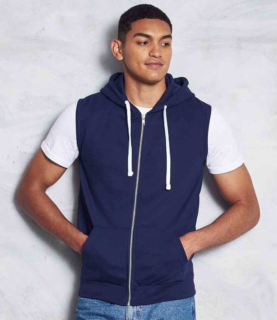 AWDis Sleeveless Zoodie in Oxford Navy by Just Hoods — Custom branded clothing by Print Press, featuring premium embroidery produced in our specialist print lab in the UK.