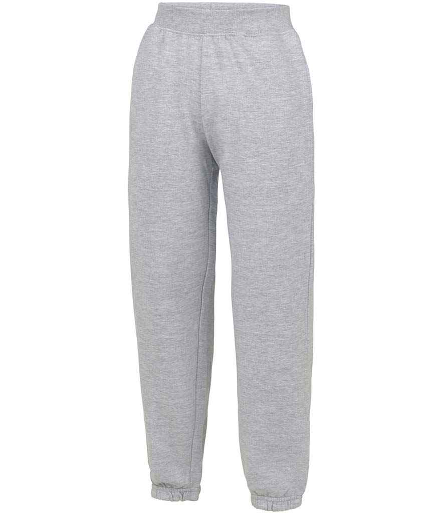 AWDis Kids Cuffed Jog Pants in Heather Grey by Just Hoods — Custom branded clothing by Print Press, featuring premium embroidery produced in our specialist print lab in the UK.