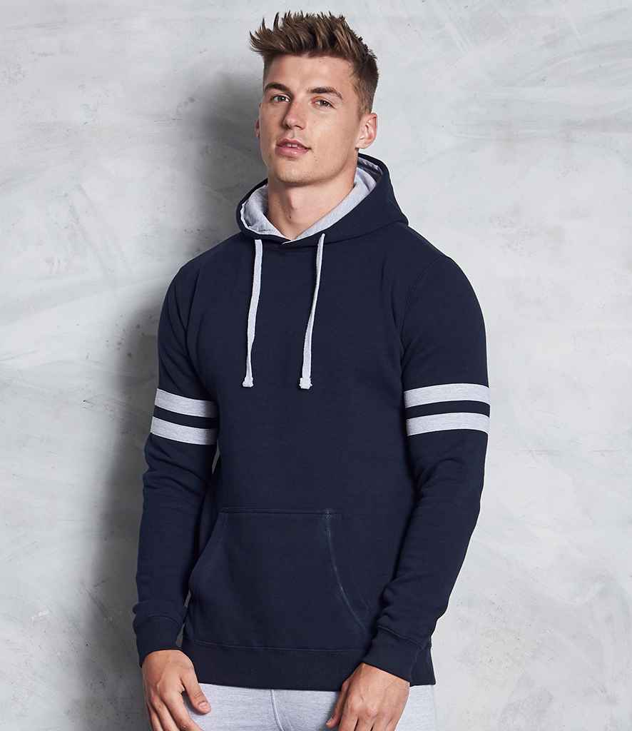 AWDis Game Day Hoodie in New French Navy Heather Grey by Just Hoods — Custom branded clothing by Print Press, featuring premium embroidery produced in our specialist print lab in the UK.