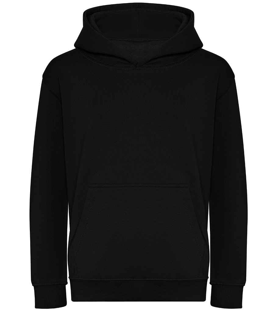 AWDis Kids Organic Hoodie in Deep Black by Just Hoods — Custom branded clothing by Print Press, featuring premium embroidery produced in our specialist print lab in the UK.