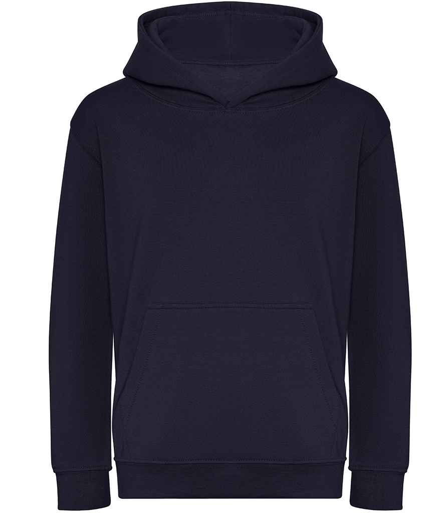 AWDis Kids Organic Hoodie in New French Navy by Just Hoods — Custom branded clothing by Print Press, featuring premium embroidery produced in our specialist print lab in the UK.
