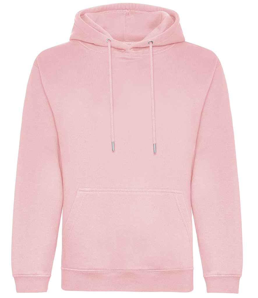 AWDis Organic Hoodie in Baby Pink by Just Hoods — Custom branded clothing by Print Press, featuring premium embroidery produced in our specialist print lab in the UK.
