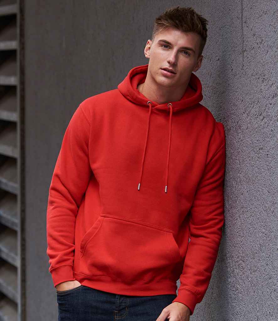 AWDis Organic Hoodie in Fire Red by Just Hoods — Custom branded clothing by Print Press, featuring premium embroidery produced in our specialist print lab in the UK.