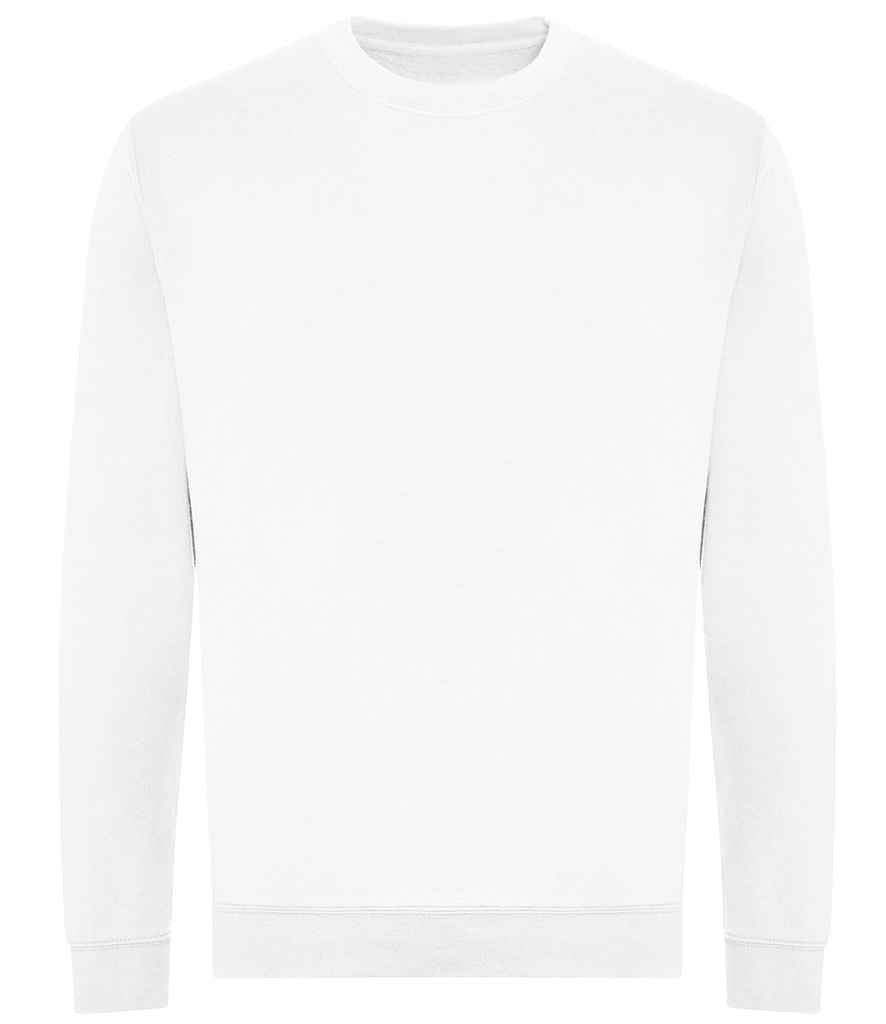 AWDis Unisex Organic Sweatshirt in Arctic White by Just Hoods — Custom branded clothing by Print Press, featuring premium embroidery produced in our specialist print lab in the UK.