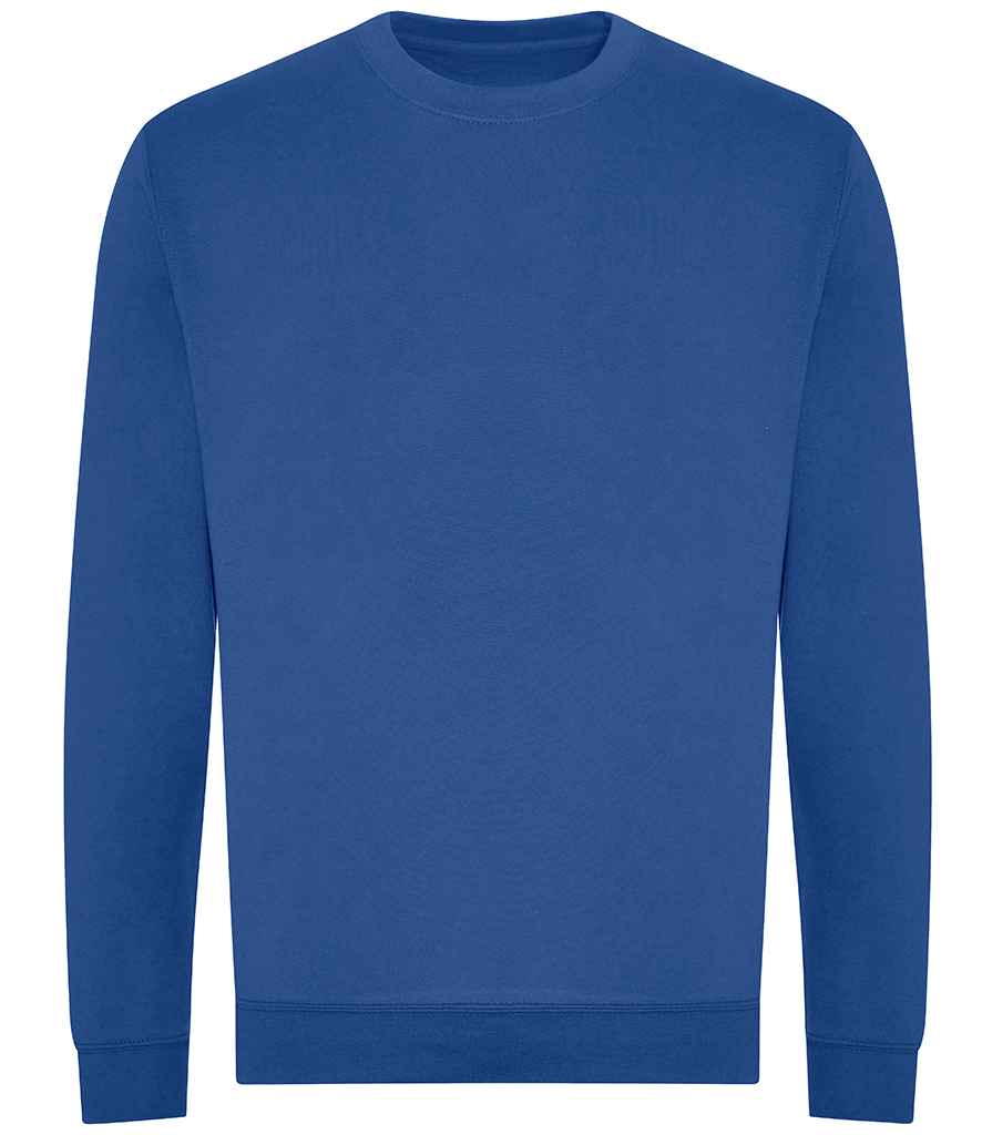 AWDis Unisex Organic Sweatshirt in Royal Blue by Just Hoods — Custom branded clothing by Print Press, featuring premium embroidery produced in our specialist print lab in the UK.