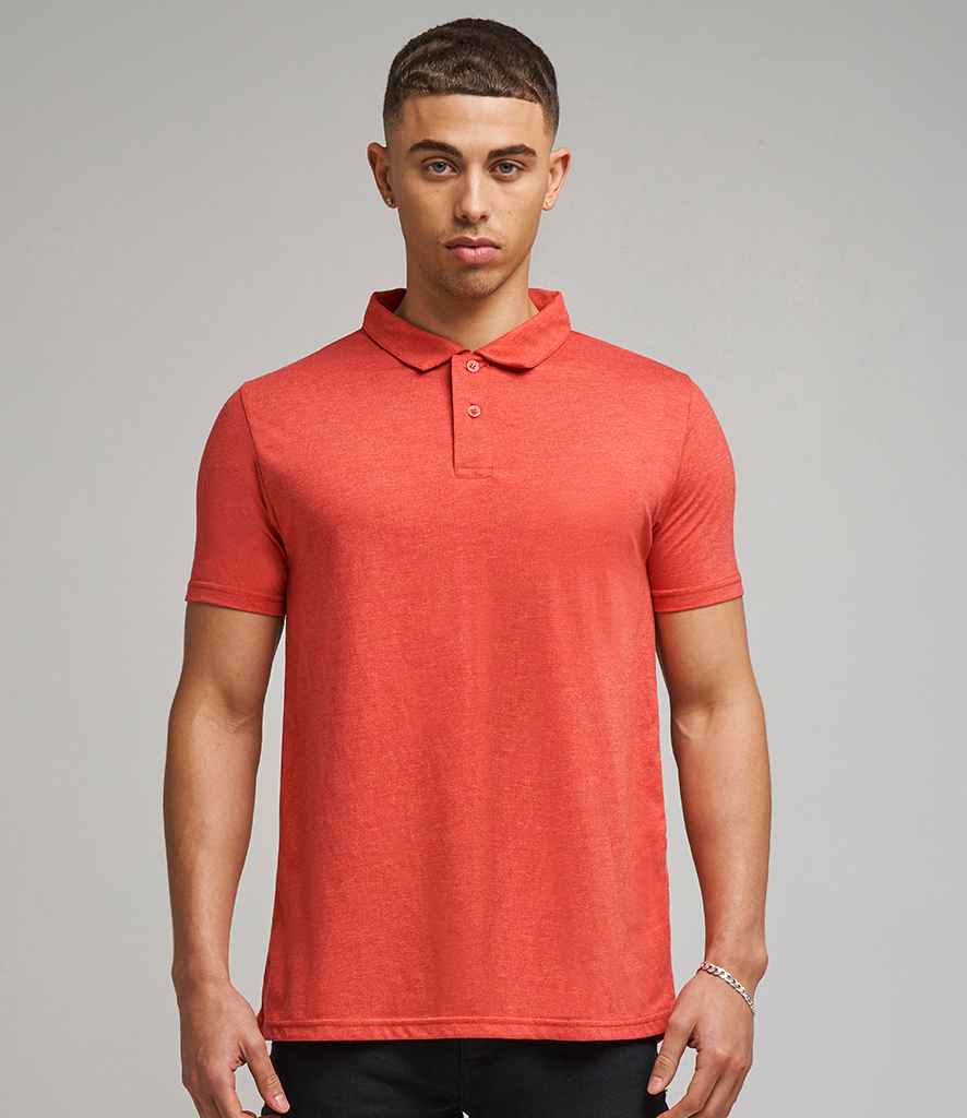 AWDis Tri-Blend Polo Shirt in Heather Red by Just Polos — Custom branded clothing by Print Press, featuring premium embroidery produced in our specialist print lab in the UK.