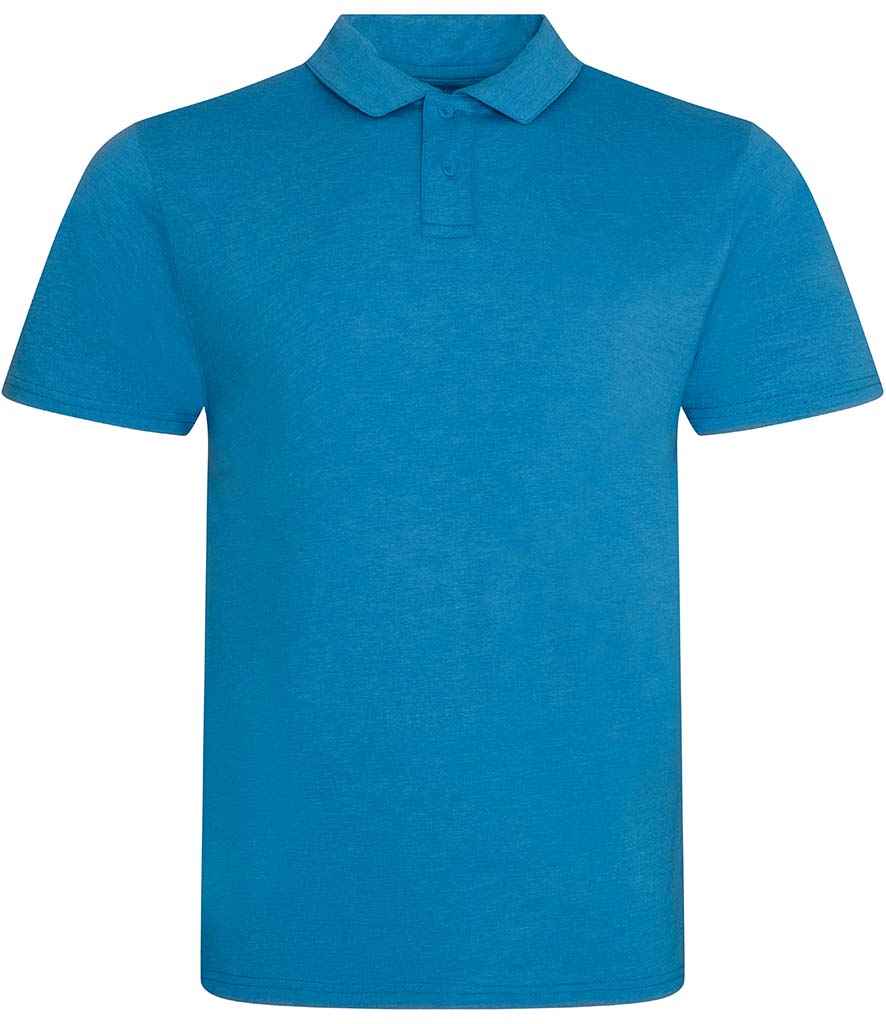 AWDis Tri-Blend Polo Shirt in Heather Sapphire Blue by Just Polos — Custom branded clothing by Print Press, featuring premium embroidery produced in our specialist print lab in the UK.