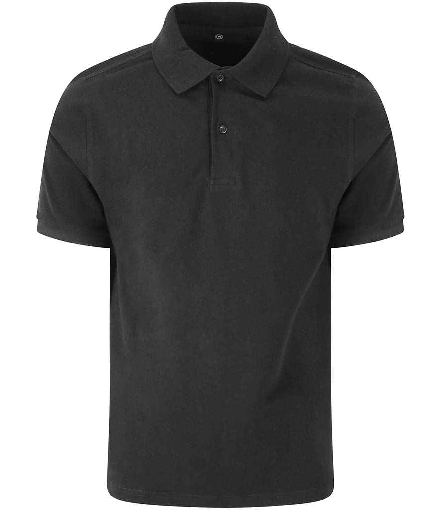 AWDis Stretch Pique Polo Shirt in Black by Just Polos — Custom branded clothing by Print Press, featuring premium embroidery produced in our specialist print lab in the UK.