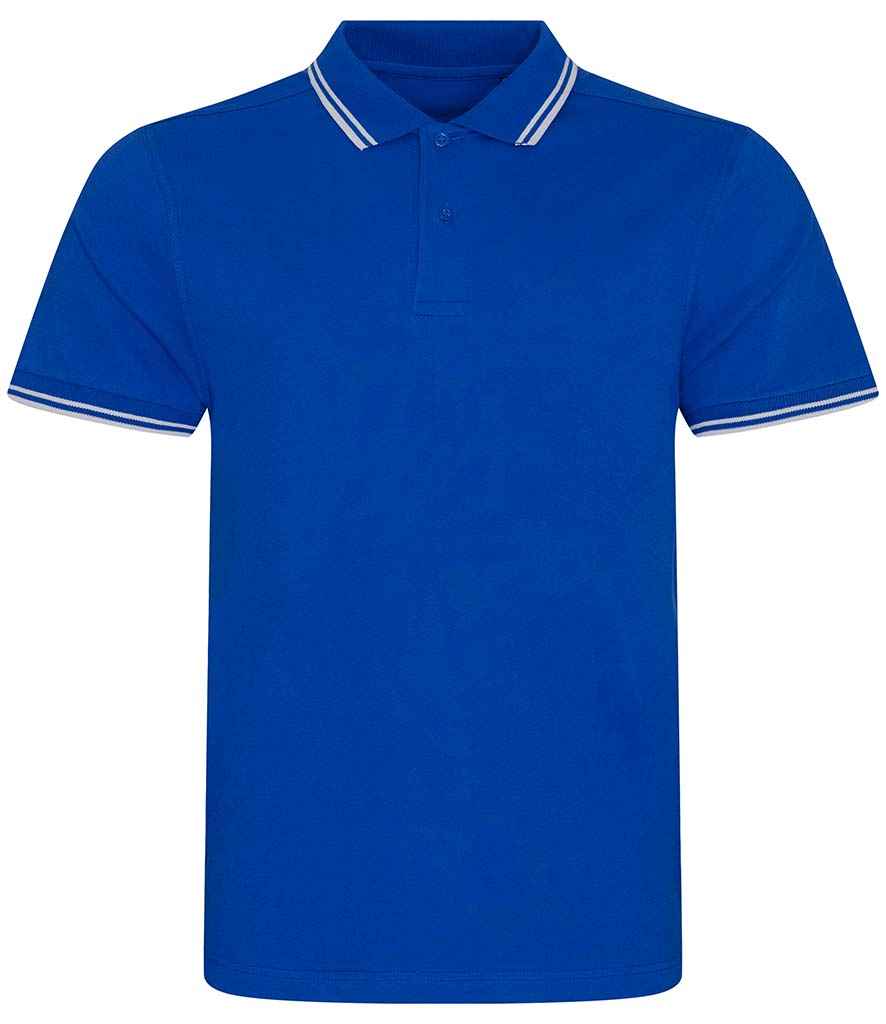 AWDis Stretch Tipped Pique Polo Shirt in Royal Blue White by Just Polos — Custom branded clothing by Print Press, featuring premium embroidery produced in our specialist print lab in the UK.