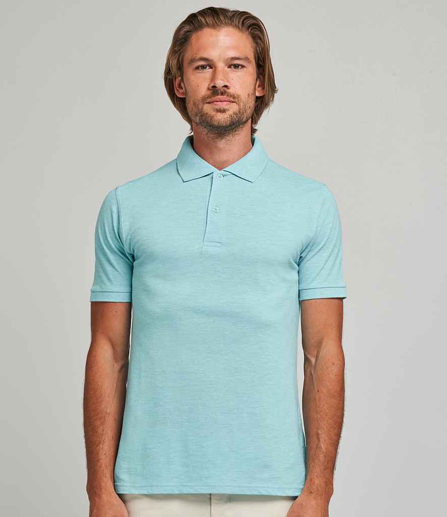AWDis Surf Melange Pique Polo Shirt in Surf Ocean by Just Polos — Custom branded clothing by Print Press, featuring premium embroidery produced in our specialist print lab in the UK.