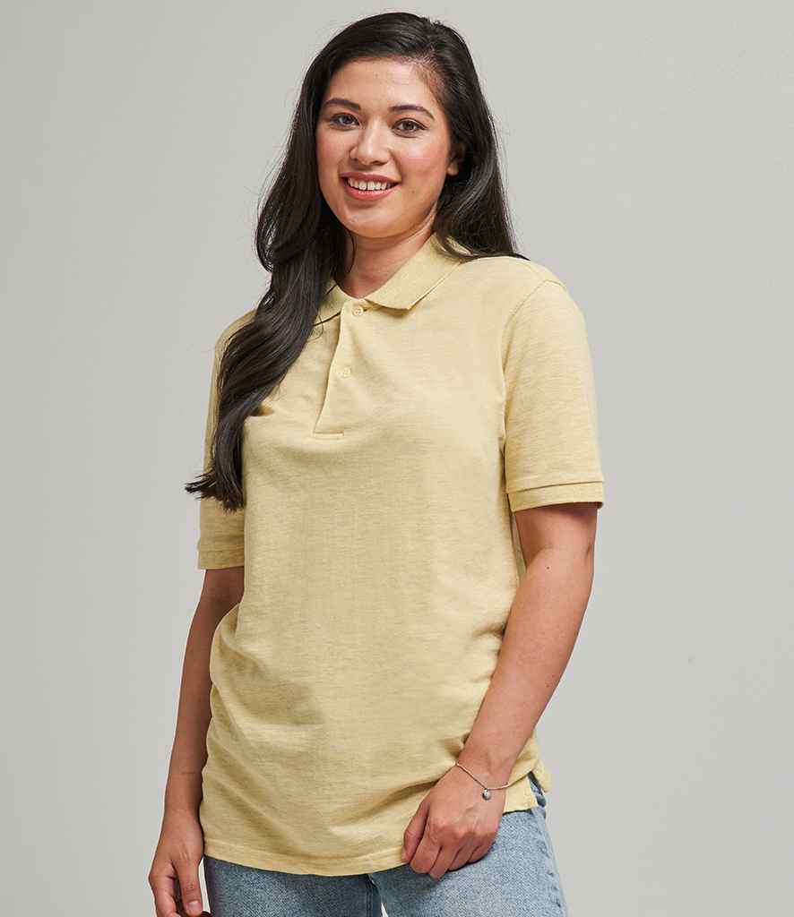 AWDis Surf Melange Pique Polo Shirt in Surf Yellow by Just Polos — Custom branded clothing by Print Press, featuring premium embroidery produced in our specialist print lab in the UK.