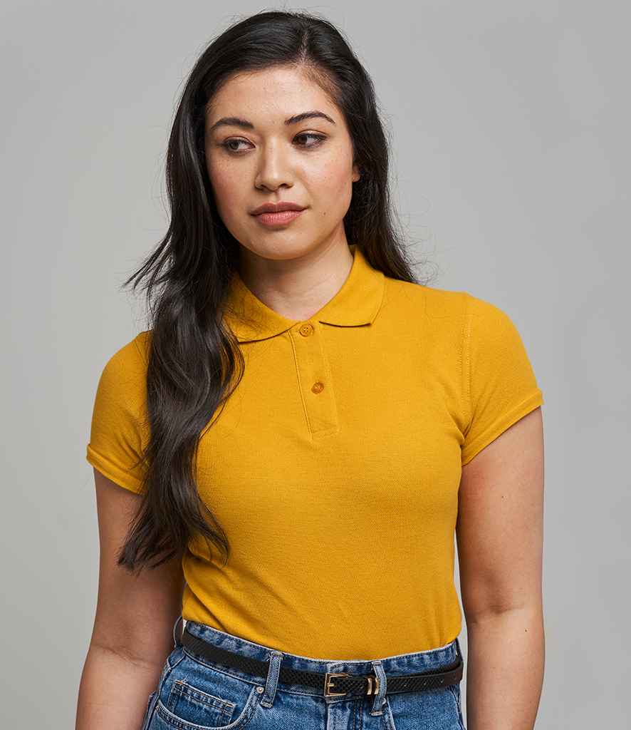 AWDis The 100 Cotton Ladies Pique Polo Shirt in Mustard by Just Polos — Custom branded clothing by Print Press, featuring premium embroidery produced in our specialist print lab in the UK.