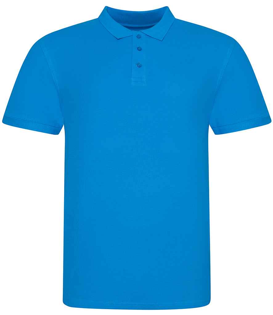 AWDis The 100 Cotton Pique Polo Shirt in Azure by Just Polos — Custom branded clothing by Print Press, featuring premium embroidery produced in our specialist print lab in the UK.