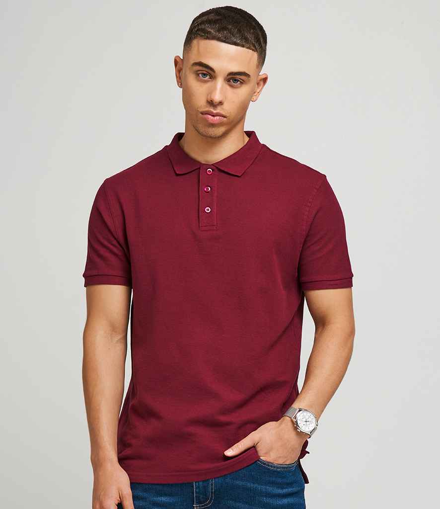 AWDis The 100 Cotton Pique Polo Shirt in Burgundy by Just Polos — Custom branded clothing by Print Press, featuring premium embroidery produced in our specialist print lab in the UK.