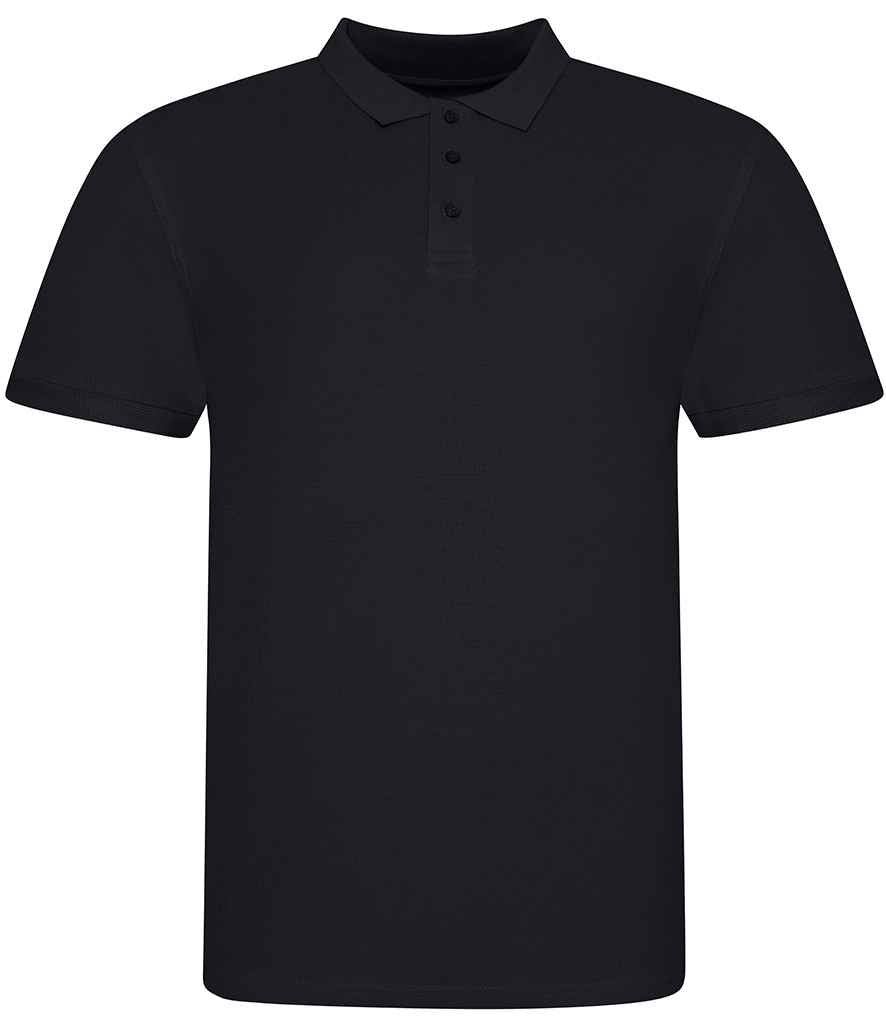 AWDis The 100 Cotton Pique Polo Shirt in Deep Black by Just Polos — Custom branded clothing by Print Press, featuring premium embroidery produced in our specialist print lab in the UK.