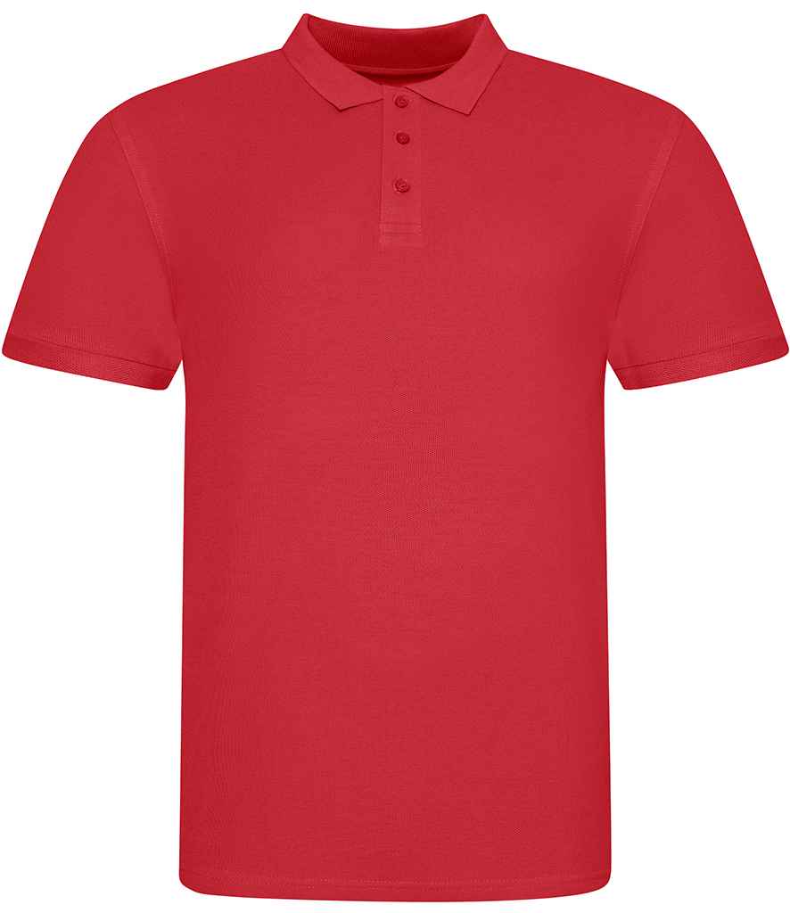 AWDis The 100 Cotton Pique Polo Shirt in Fire Red by Just Polos — Custom branded clothing by Print Press, featuring premium embroidery produced in our specialist print lab in the UK.