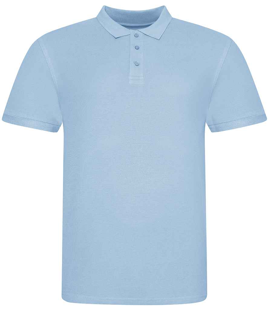 AWDis The 100 Cotton Pique Polo Shirt in Sky Blue by Just Polos — Custom branded clothing by Print Press, featuring premium embroidery produced in our specialist print lab in the UK.