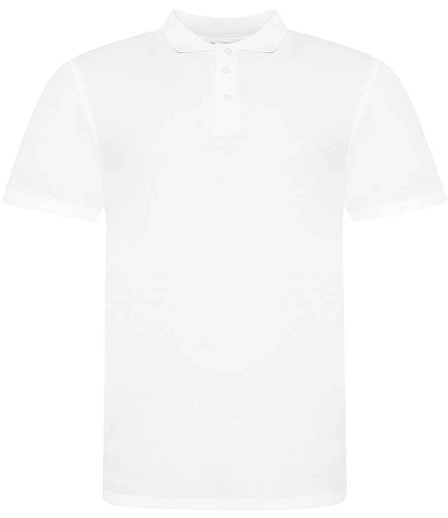 AWDis The 100 Cotton Pique Polo Shirt in White by Just Polos — Custom branded clothing by Print Press, featuring premium embroidery produced in our specialist print lab in the UK.