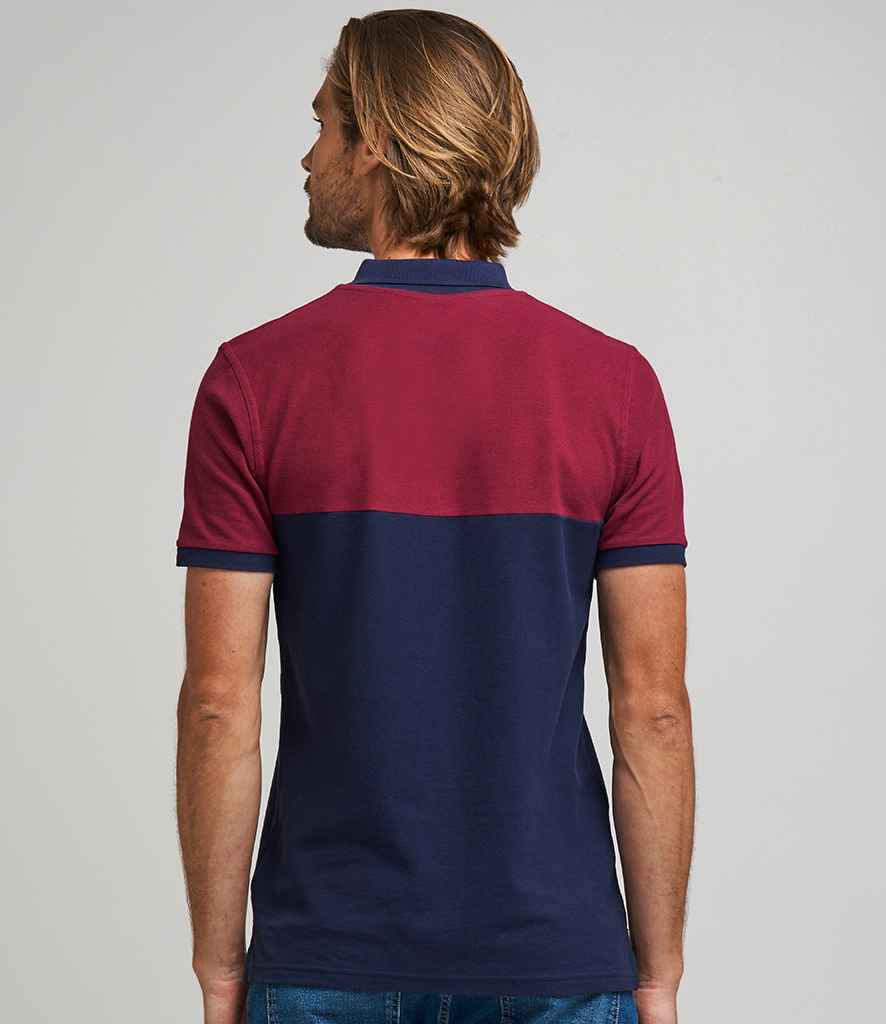 AWDis Colour Block Pique Polo Shirt in by Just Polos — Custom branded clothing by Print Press, featuring premium embroidery produced in our specialist print lab in the UK.