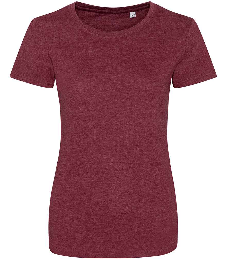 AWDis Ladies Tri-Blend T-Shirt in Heather Burgundy by Just Ts — Custom branded clothing by Print Press, featuring premium embroidery produced in our specialist print lab in the UK.