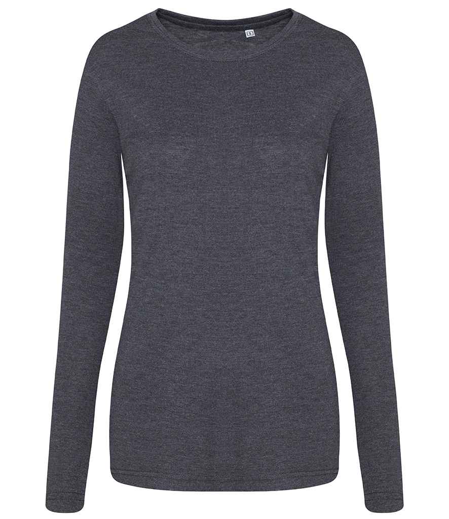 AWDis Ladies Long Sleeve Tri-Blend T-Shirt in Heather Charcoal by Just Ts — Custom branded clothing by Print Press, featuring premium embroidery produced in our specialist print lab in the UK.