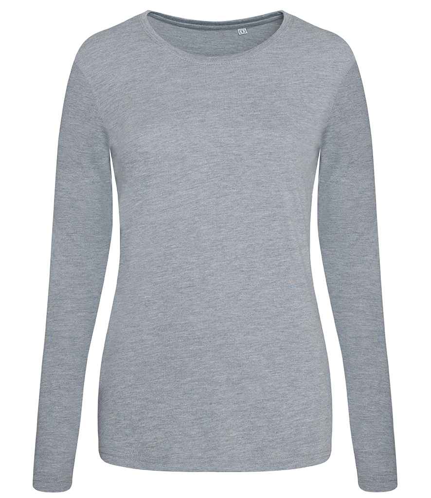 AWDis Ladies Long Sleeve Tri-Blend T-Shirt in Heather Grey by Just Ts — Custom branded clothing by Print Press, featuring premium embroidery produced in our specialist print lab in the UK.