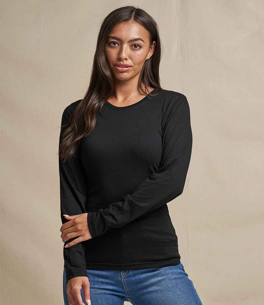 AWDis Ladies Long Sleeve Tri-Blend T-Shirt in Solid Black by Just Ts — Custom branded clothing by Print Press, featuring premium embroidery produced in our specialist print lab in the UK.
