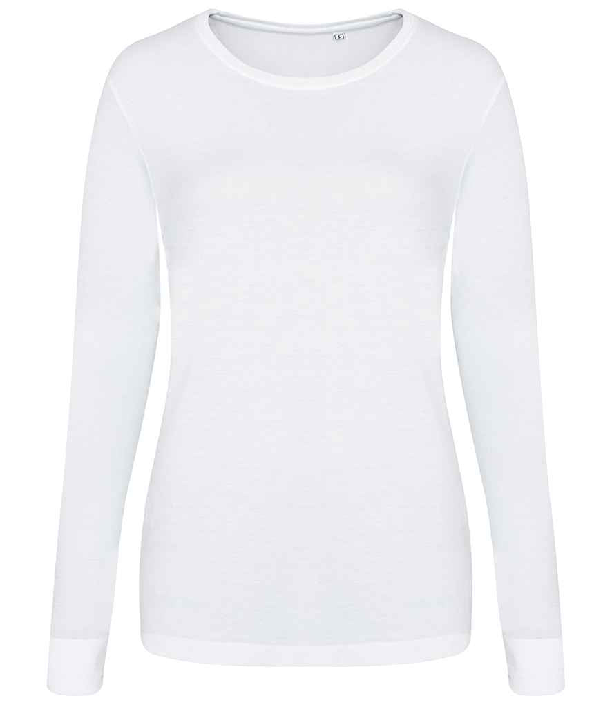 AWDis Ladies Long Sleeve Tri-Blend T-Shirt in Solid White by Just Ts — Custom branded clothing by Print Press, featuring premium embroidery produced in our specialist print lab in the UK.