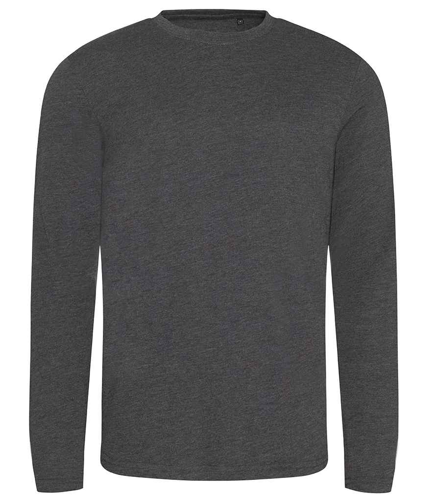 AWDis Long Sleeve Tri-Blend T-Shirt in Heather Charcoal by Just Ts — Custom branded clothing by Print Press, featuring premium embroidery produced in our specialist print lab in the UK.