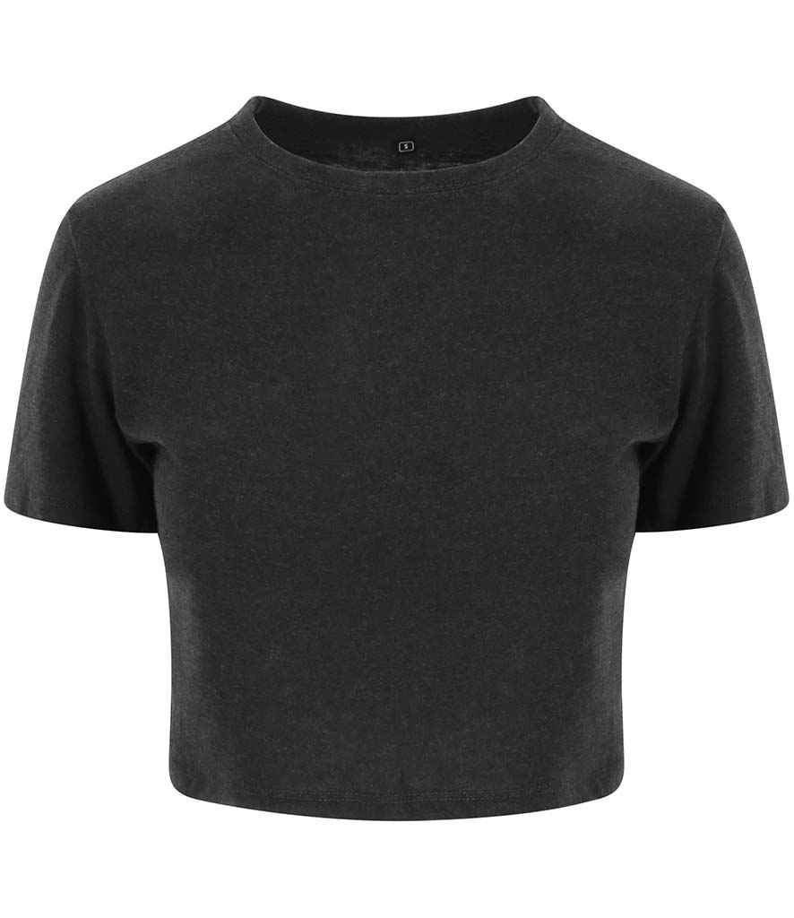 AWDis Ladies Tri-Blend Cropped T-Shirt in Heather Black by Just Ts — Custom branded clothing by Print Press, featuring premium embroidery produced in our specialist print lab in the UK.