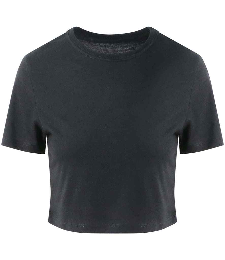 AWDis Ladies Tri-Blend Cropped T-Shirt in Solid Black by Just Ts — Custom branded clothing by Print Press, featuring premium embroidery produced in our specialist print lab in the UK.