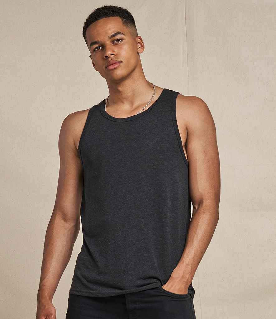 AWDis Tri-Blend Vest in Heather Black by Just Ts — Custom branded clothing by Print Press, featuring premium embroidery produced in our specialist print lab in the UK.
