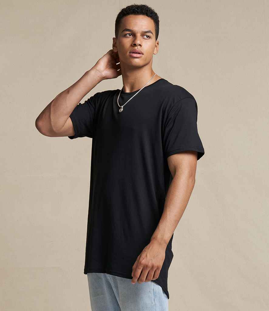AWDis Westcoast Longline T-Shirt in Solid Black by Just Ts — Custom branded clothing by Print Press, featuring premium embroidery produced in our specialist print lab in the UK.