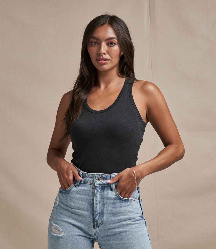 AWDis Ladies Tri-Blend Vest in Heather Black by Just Ts — Custom branded clothing by Print Press, featuring premium embroidery produced in our specialist print lab in the UK.