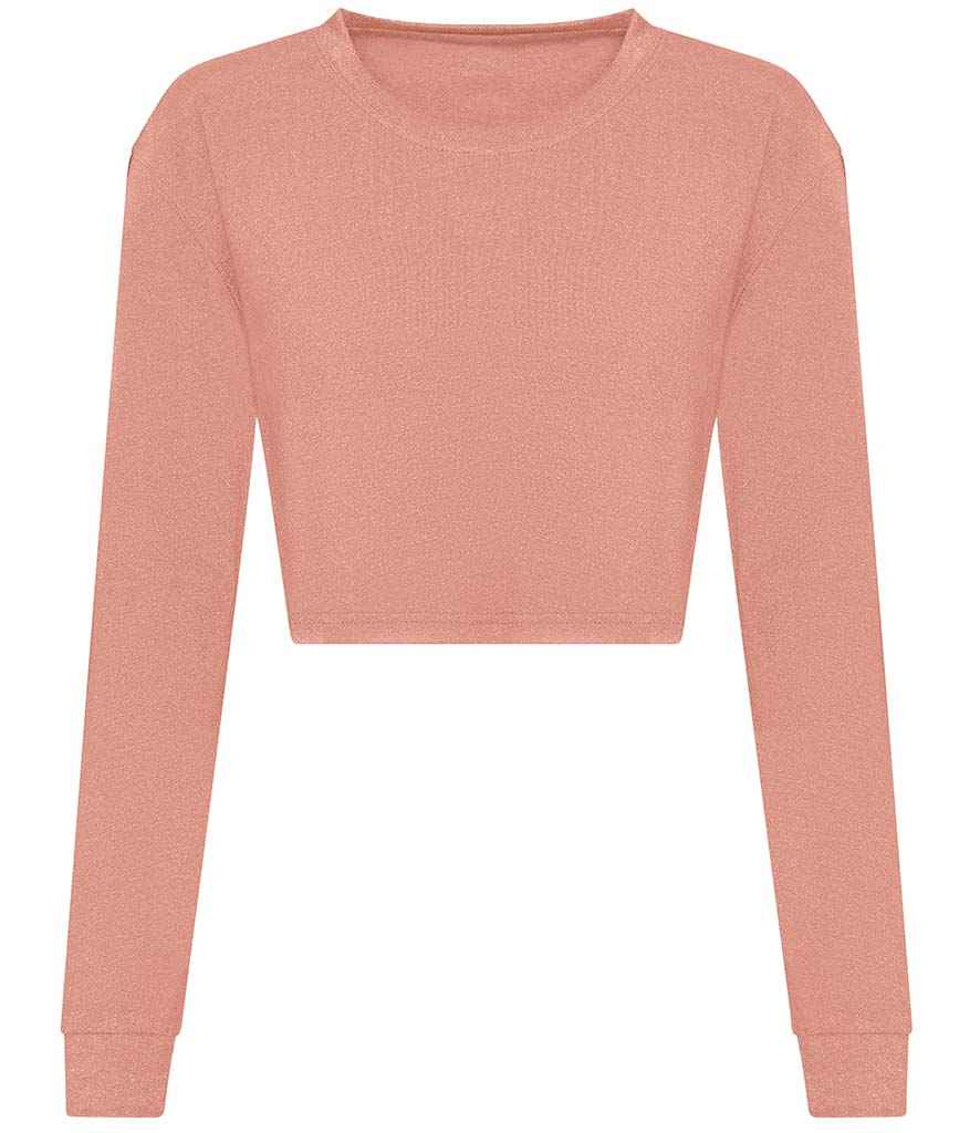 AWDis Ladies Long Sleeve Cropped T-Shirt in Dusty Pink by Just Ts — Custom branded clothing by Print Press, featuring premium embroidery produced in our specialist print lab in the UK.