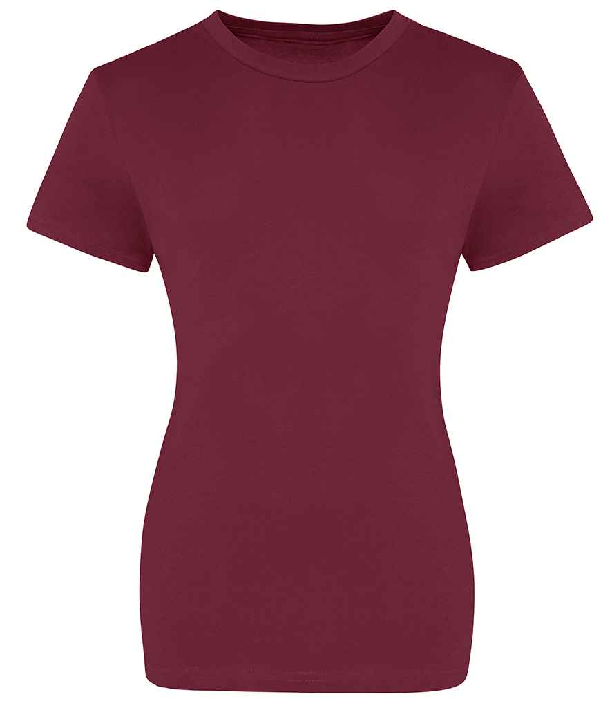 AWDis The 100 Ladies T-Shirt in Burgundy by Just Ts — Custom branded clothing by Print Press, featuring premium embroidery produced in our specialist print lab in the UK.