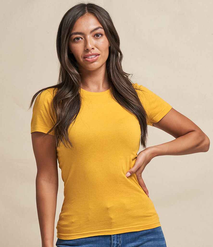AWDis The 100 Ladies T-Shirt in Mustard by Just Ts — Custom branded clothing by Print Press, featuring premium embroidery produced in our specialist print lab in the UK.