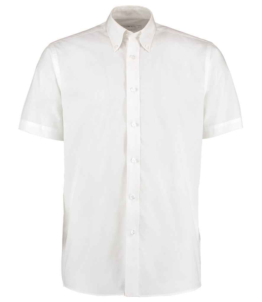 Kustom Kit Short Sleeve Classic Fit Workforce Shirt in White by Kustom Kit — Custom branded clothing by Print Press, featuring premium embroidery produced in our specialist print lab in the UK.