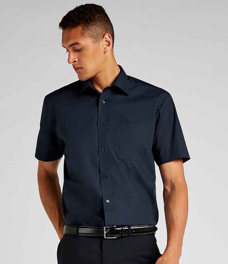 Kustom Kit Short Sleeve Classic Fit Business Shirt in Black by Kustom Kit — Custom branded clothing by Print Press, featuring premium embroidery produced in our specialist print lab in the UK.